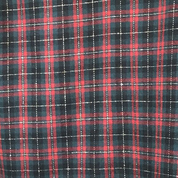 Vintage Sag Harbor Blazer Women's 14 Red Tartan Plaid Gold Thread 90s Wool Blend - Picture 12 of 12